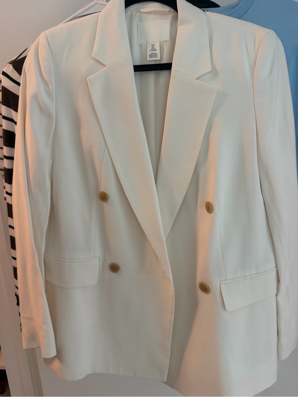 H&M Off-White Double-Breasted Blazer with Gold Buttons